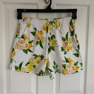 Women’s Boston Proper Lemon Print Elastic Waist Pull On Shorts Size XXS